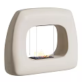 Modern Light Colored Fireplace With Flames And Stylish Frame Design 3d model