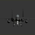 Gray Fighter Jet Model With Twin Tail Fins And Weapon Attachments On Dark Background