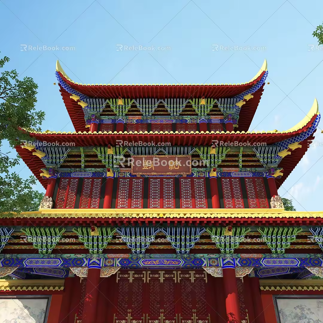 Ancient Chinese-style Drum Tower 3d model