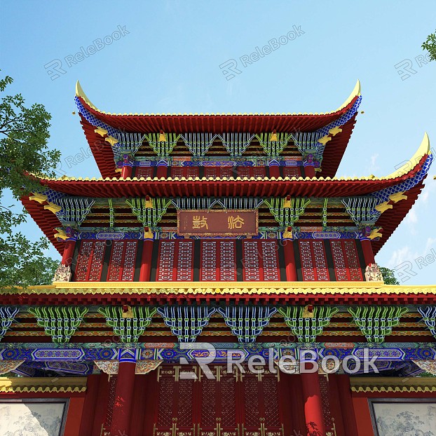 Ancient Chinese-style Drum Tower model