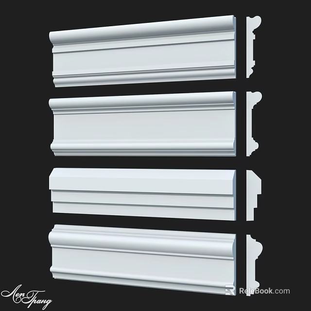 White Decorative Architectural Components For Interior Molding And Trim Design 3d model 