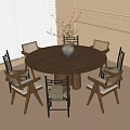 Modern Dining Table and Chair Combination Round Dining Table Dining Chair Single Chair 3d model