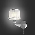 Elegant Modern Silver Metal Wall Lamp With White Pleated Lampshade Design