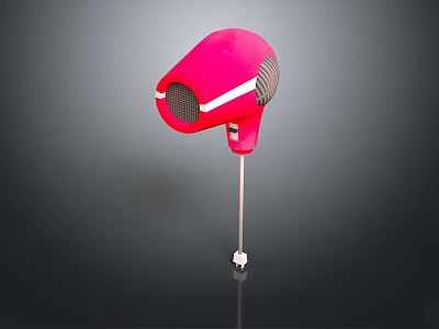 Pink Hair Dryer With Modern Design And Stand For Home Use 3d model