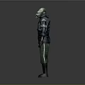 Dark Striped Jacket And Green Pants Futuristic Tech Inspired Clothing Design