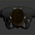 Futuristic Female Character In Sci Fi Armor With Metallic Upper Body And Cyborg Details