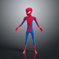 Spider Man 3D Character Model With Red And Blue Costume Standing Pose Against Gray Background 3d model
