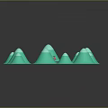 Vibrant Cartoon Scene With Green Island Small Hills And Central Decorative Area