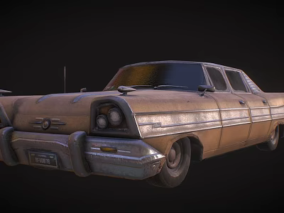 Vintage Classic Car With Rustic Brownish Exterior And Retro Headlights Design 3d model