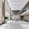 Modern Spacious Office Reception Lobby With Comfortable Curved Sofas And Large Bright Windows