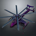 Purple Helicopter Model Featuring Multiple Rotors and Detailed Design on Dark Background
