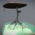 Vibrant Fresh Vegetables Arranged In Underwater Glass Container With Small Fish