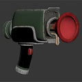 Unique Green Weapon Featuring Red Horn Shaped Part And Black Grip