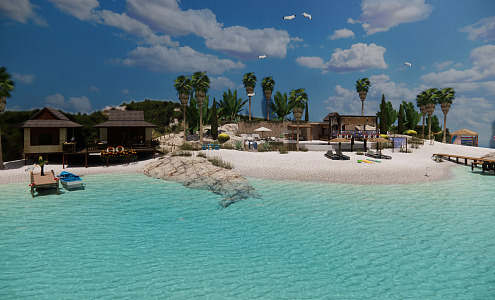 Modern Beach Resort Beach Sandpit 3d model