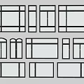 Various Window Designs With Black Frames And Different Shapes 3d model