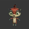 Cute 3D Animated Cartoon Character With Red Fur Big Yellow Eyes And White Belly