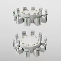 Elegant Round Dining Table Sets With Green Ribbon Chairs And Tableware Decor 3d model