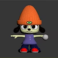 Cartoon Style Plush Doll With Orange Beanie Purple Shirt Blue Pants Red Shoes White Ball