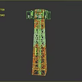 Red and White Steel Frame Communication Tower with Top Platform and Railings