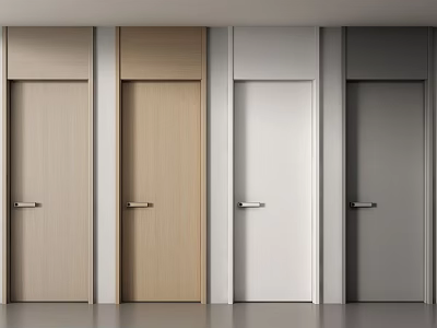 Modern Hinged Doors in Light Wood White and Gray Simple Design Variations 3d model