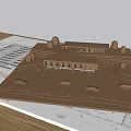 Commercial Architectural Design Equipment Featuring Building Model Laptop Blueprints And Scale Figures
