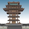 Chinese-style Tower Viewing Tower 3d model