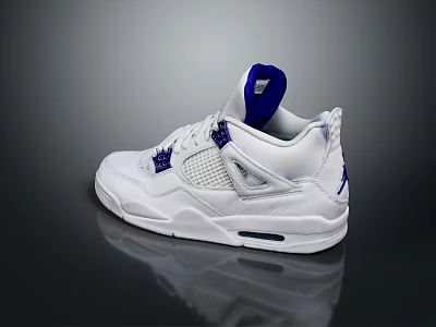 White And Blue Stylish Sneakers With Logo Accents And Air Cushion Midsole Design 3d model