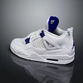 White And Blue Stylish Sneakers With Logo Accents And Air Cushion Midsole Design