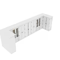 Modern White Built In Dresser With Glass Doors Drawers And Open Shelves