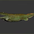 Realistic Prehistoric Reptile Dinosaur Model With Open Mouth Sharp Teeth And Green Orange Skin