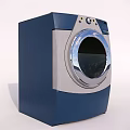 Modern Blue and Silver Washing Machine with Round Front Door Control Panel and Digital 3d model