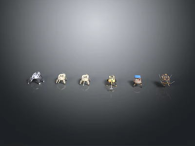 Cartoon Game And Movie Character Figurines With Various Designs Arranged On Dark Gradient Background 3d model