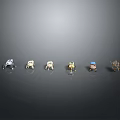 Cartoon Game And Movie Character Figurines With Various Designs Arranged On Dark Gradient Background