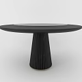 Round Black Dining Table With Transparent Top Section And Ribbed Base