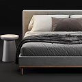 Modern Double Bed Interior With Soft Pillows Cozy Blanket And Bedside Table 3d model