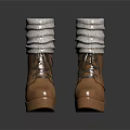 Brown Lace Up Wedge Heel Boots With Knit Cuffs And Thick Sole Design