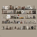 Decorative Ornament Collection For Home Shelf Display With Vases Sculptures Books And Frames