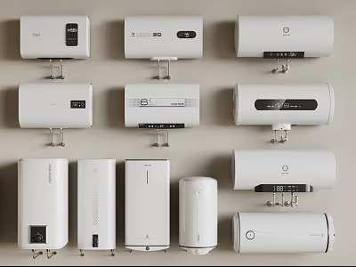 Various Different Models White Wall Mounted Electric Water Heaters For Home Use 3d model