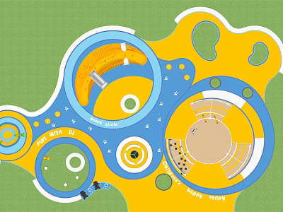 Colorful Playground Layout Design With Circular Zones Toddler Area And Safe Play Sections 3d model