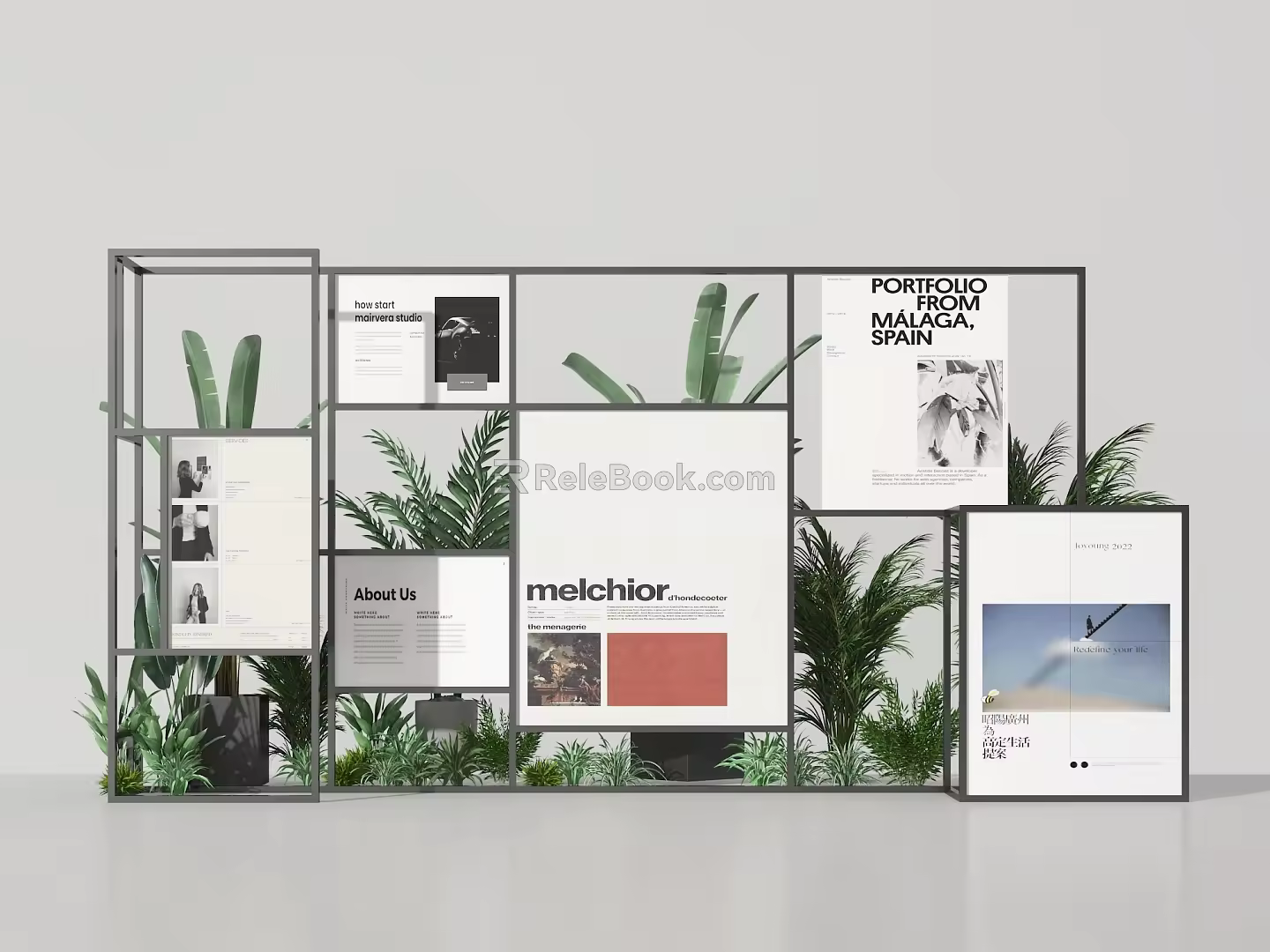 Modern Meichen Landscape Window Poster Board Display Stand Plant Meichen Window Meichen Billboard Display Board 3d model