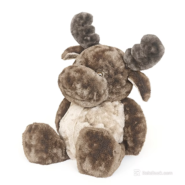 Soft Fluffy Brown and Beige Moose Plush Toy for Kids and Collectors 3d model 