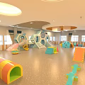 Colorful Kindergarten Indoor Play Area With Slide Climbing Structures And Toys