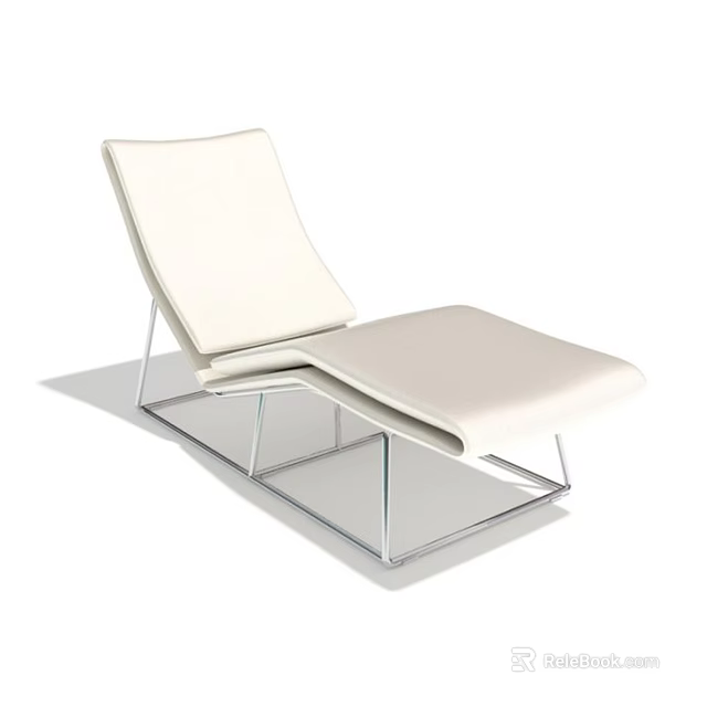 Modern Cream Lounge Chair With Chrome Metal Frame And Sleek Design 3d model 