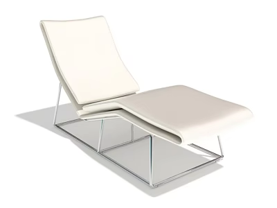 Modern Cream Lounge Chair With Chrome Metal Frame And Sleek Design 3d model