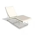 Modern Cream Lounge Chair With Chrome Metal Frame And Sleek Design