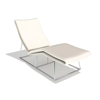 Modern Cream Lounge Chair With Chrome Metal Frame And Sleek Design 3d model
