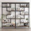 Modern Multi Layer Shelf in Living Room with Books Decorative Items and Small Plants