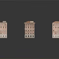 Vintage Multi Story Building Models Featuring Colorful Facades And Red Roofs