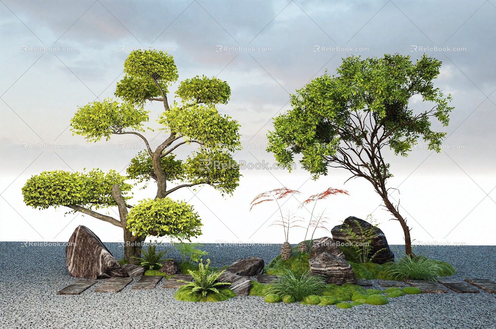 landscape arbor modeling tree stone micro terrain 3d model