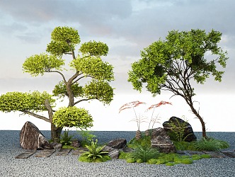 landscape arbor modeling tree stone micro terrain 3d model